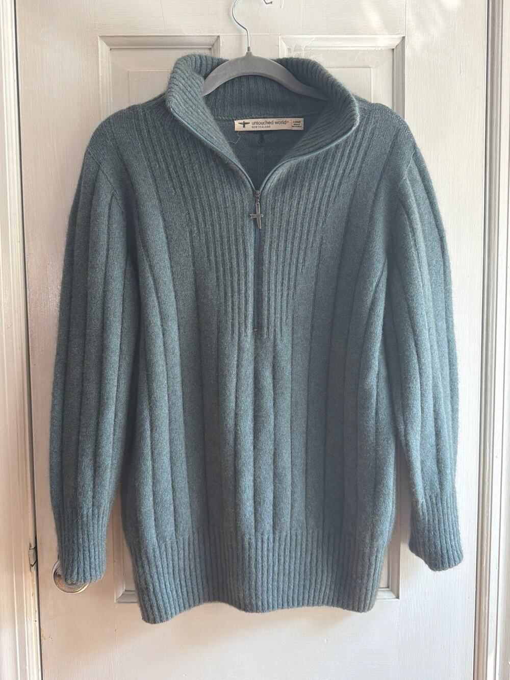 Untouched World New Zealand "Ayla" Merino & Silk Quarter-Zip Sweater - Size XS